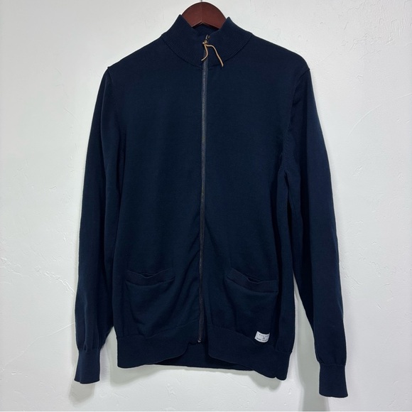 Five Four Mark McNairy Full Zip Cardigan Sweater Navy Men's Large Cotton Pocket - Picture 1 of 12